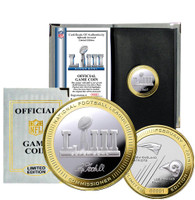 New England Patriots Super Bowl LIII 2-Tone 24k Gold and Silver Official Flip Coin LE 10,000