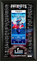 New England Patriots Super Bowl LIII Champions Signature Ticket Framed 12" x 20" LE 10,000