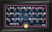 New England Patriots Super Bowl 53 24k Gold Coin Panoramic Helmet Seasons Scores Photo Mint LE 5,000