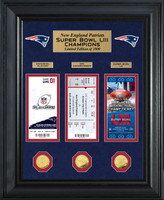 New England Patriots Road to Super Bowl 53 Deluxe 3pc 24k Gold Gold Coin & 3pc Ticket Collection Framed LE 1,000