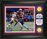 New England Patriots Julian Edelman Super Bowl 53 MVP 2pc 24k Gold Coin Photo Mint Framed LE 5,000
