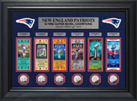 New England Patriots 6-Time Super Bowl Champions Deluxe 6pc Silver Coin & 6pc Ticket Collection Framed LE 1,000