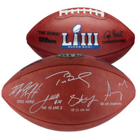 New England Patriots Autographed Tom Brady, Rob Gronkowski, James White, Stephon Gilmore and Sony Michel Super Bowl LIII Champions Duke Football - Limited Edition of 53