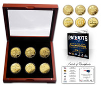 New England Patriots 6-Time Super Bowl Champions 6pc 24k Gold Coin Set LE 500