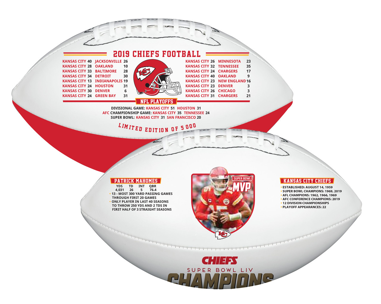 Kansas City Chiefs Super Bowl Liv Champions Leather Football W