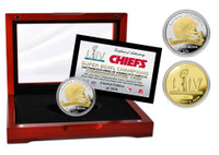 Kansas City Chiefs Super Bowl 54 2-Tone Gold and Silver Coin w/Cherry Wood Display Case LE 5,000