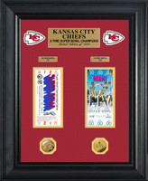 Kansas City Chiefs 2-Time Super Bowl Champions Deluxe 2pc Gold Coin & 2pc Ticket Collection LE 1,000
