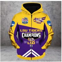 LSU Tigers 2019 National Champions 3D Full Zip Hoodie