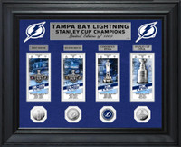 Tampa Bay Lightning 2020 Stanley Cup Final Champions 4pc Silver Coin and 4pc Ticket Collection LE 1,000