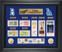 Los Angeles Dodgers 7-Time World Series Champions 2pc Gold Coin & Ticket Collection Framed LE  1,000