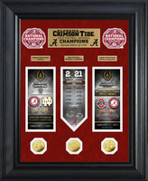 Alabama Crimson Tide 2020/21 Football National Champions Deluxe 3pc Gold Coin and 3pc Ticket Road to The Championship Photo Mint LE 1,000
