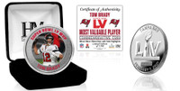 Tampa Bay Buccaneers Super Bowl 55 Tom Brady MVP Color Silver Mint Coin LE 5,500