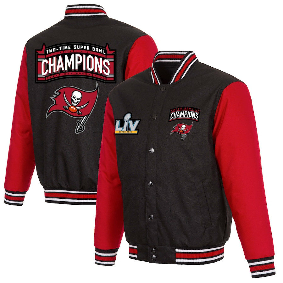 Tampa Bay Buccaneers 2-Time Super Bowl Champions Full-Snap Jacket - Black/Red