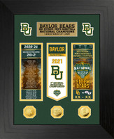 Baylor Bears 2021 NCAA Men's Basketball National Championship Deluxe 3pc Gold Coin and 2pc Ticket Collection LE 1,000