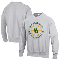 Baylor Bears Champion 2021 NCAA Men's Basketball National Champions Reverse Weave Crewneck Sweatshirt - Gray