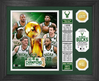 Milwaukee Bucks 2021 NBA Champions 2pc 24k Gold Photo Mint Framed 13" x 16" LE 5,000