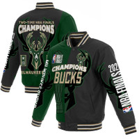 Milwaukee Bucks 2021 NBA Finals Champions Twill Full-Snap Jacket - Black/Hunter Green