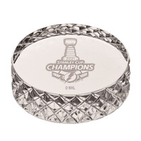 Tampa Bay Lightning 2021 Back to Back Stanley Cup Champions Solid Crystal Hockey Puck LE 5,000
