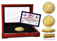 Atlanta Braves 2021 World Series Champions 24k Gold Coin & Cherry Wood Glass Display Case LE 1,000