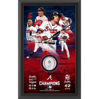 Atlanta Braves Freddie Freeman Autographed 2021 World Series Champions Baseball Shadow Box LE 100