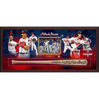 Atlanta Braves Multi-Signed 2021 World Series Champions Logo Louisville Slugger Bat Shadow Box Collage - Limited Edition of 100