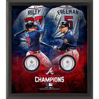 Atlanta Braves Freddie Freeman & Austin Riley Multi-Signed and Framed 2021 World Series Champions Two Baseball Shadow Box Limited Edition of 100