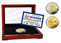 Los Angeles Rams Super Bowl LVI Champions 2-Tone Gold and Silver Gold Coin w/Cherry Wood Display Case LE 5,000