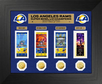 Los Angeles Rams Road to Super Bowl 56 Deluxe 3pc Gold Coin and 3pc Ticket Collection Framed 18" x 22" LE 1,000