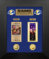 Los Angeles Rams 2-Time Super Bowl Champions Deluxe 2pc Gold Coin and 2pc Ticket Framed 18" x 22" LE 1,000
