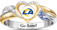 Los Angeles Rams Women's 18k Gold Pride Ring With Team-Color Crystals