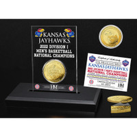 Kansas Jayhawks 2022 NCAA Men's Basketball Champions Acrylic Display w/Gold Coin LE 5,000