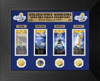 Golden State Warriors 2022 NBA Finals Champions Deluxe 4pc Gold Coin & 4pc Ticket Collection LE 1,000