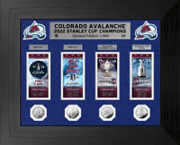 Colorado Avalanche 2022 Stanley Cup Champions Deluxe 4pc Silver Coin & 4pc Ticket Collection LE 1,000