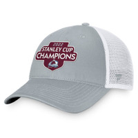 Colorado Avalanche 2022 Stanley Cup Champions Locker Room Trucker Adjustable Hat - Gray/White