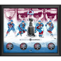 Colorado Avalanche Cale Makar, Gabriel Landeskog, Mikko Rantanen & Nathan MacKinnon Multi-Signed Framed 2022 Stanley Cup Champions Shadowbox with Pucks - Limited Edition of 250