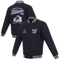 Colorado Avalanche 3-Time Stanley Cup Champions Poly-twill Varsity Full-Snap Jacket - Navy