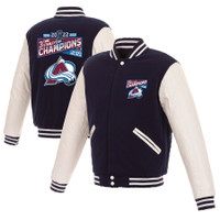 Colorado Avalanche 3-Time Stanley Cup Champions Reversible Fleece and Faux Leather Full-Snap Jacket - Navy
