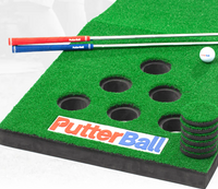 PutterBall Golf Pong Game Set The Original - Includes 2 Putters, 2 Golf Balls, Green Putting Pong Golf Mat & Golf Hole Covers - Best Backyard Party Golf Game Set