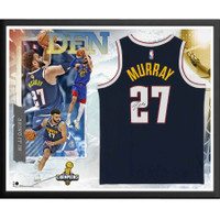 Denver Nuggets Jamal Murray Autographed 2023 NBA Finals Champions Framed Navy Nike Icon Edition Swingman Jersey Collage LE 250