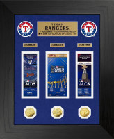 Texas Rangers Deluxe 2023 Road to the World Series 3pc Gold Coin and Ticket Championship Commemorative Photo Mint LE 1,000