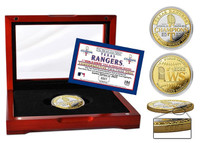Texas Rangers 2023 World Series Champions 2-Tone Gold & Silver Coin w/Cherry Wood Display Case LE 2,023