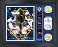 Texas Rangers 2023 World Series Champions Season Recap 2pc Gold Coin Banner Photo Mint LE 5,000