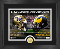 Washington Huskies vs Michigan Wolverines 2024 CFP National Championship 24k Gold Photo Mint LE 2,024