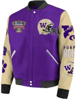 Washington Huskies College Football Playoff 2024 Sugar Bowl Champions  Wool and Leather Jacket