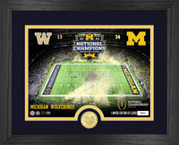 Michigan Wolverines 2023 CFP National Champions Celebration 24k Gold Coin Photo Mint w/Final Scores LE 5,000