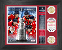 Florida Panthers 2024 NHL Stanley Cup Champions 24k Gold Photo Mint Framed LE 5,000