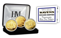 Baltimore Ravens 2-time Super Bowl Champions Gold Game Coin Set