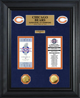 Chicago Bears Super Bowl Ticket and Game Coin Collection Framed