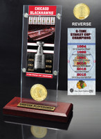 *Chicago Blackhawks 6-Time Stanley Cup Champions Ticket & Bronze Coin Acrylic Desktop