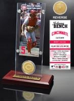 Johnny Bench Hall of Fame Ticket & Bronze Coin Acrylic Desk Top